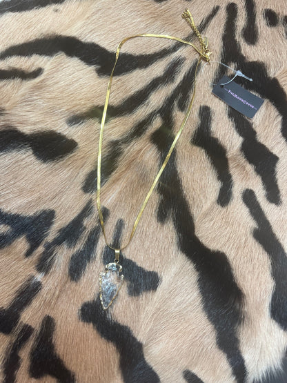 Raw Clear Quartz shield necklace