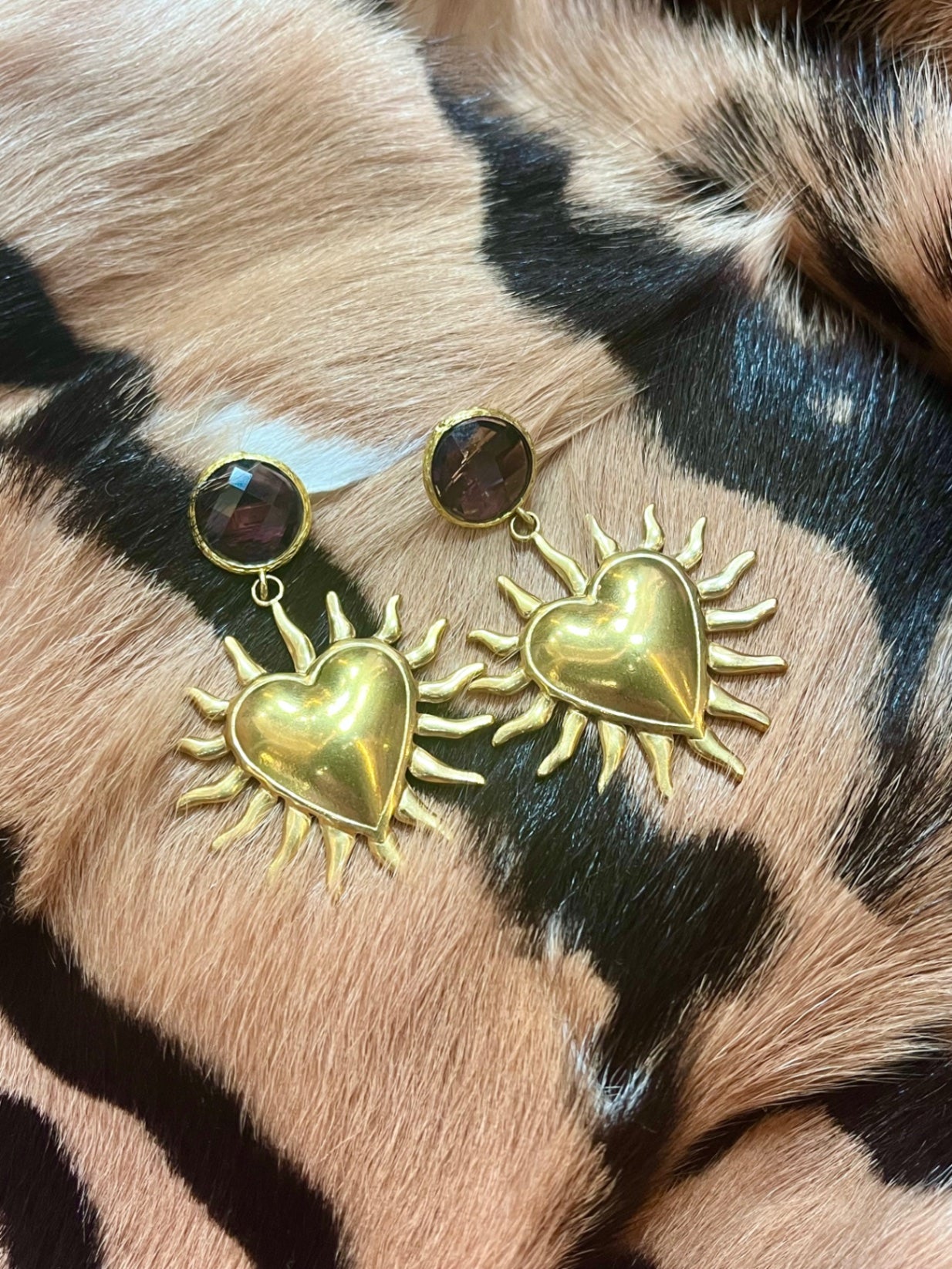Amethyst Heart Earrings