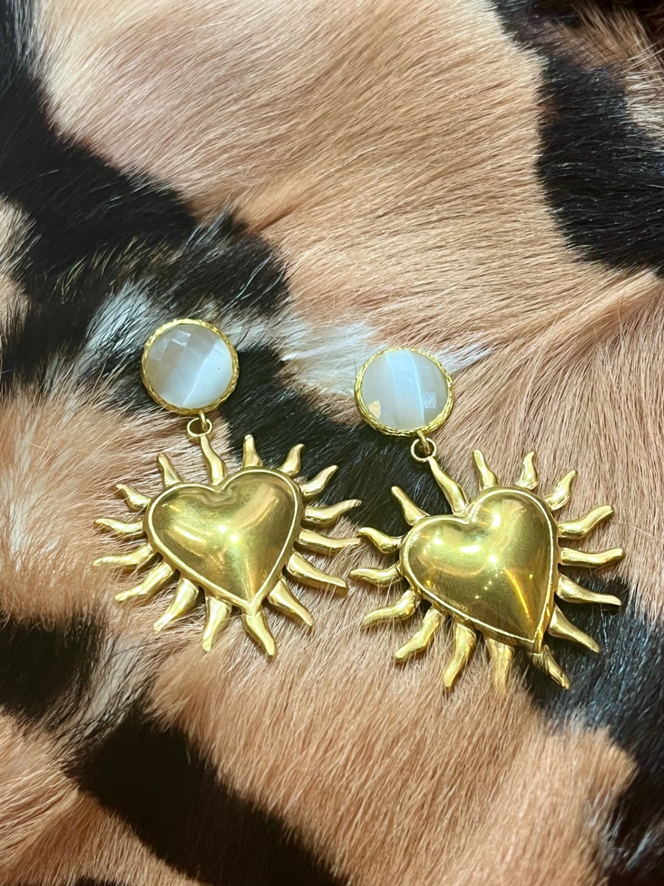 White Quartz Heart Earrings