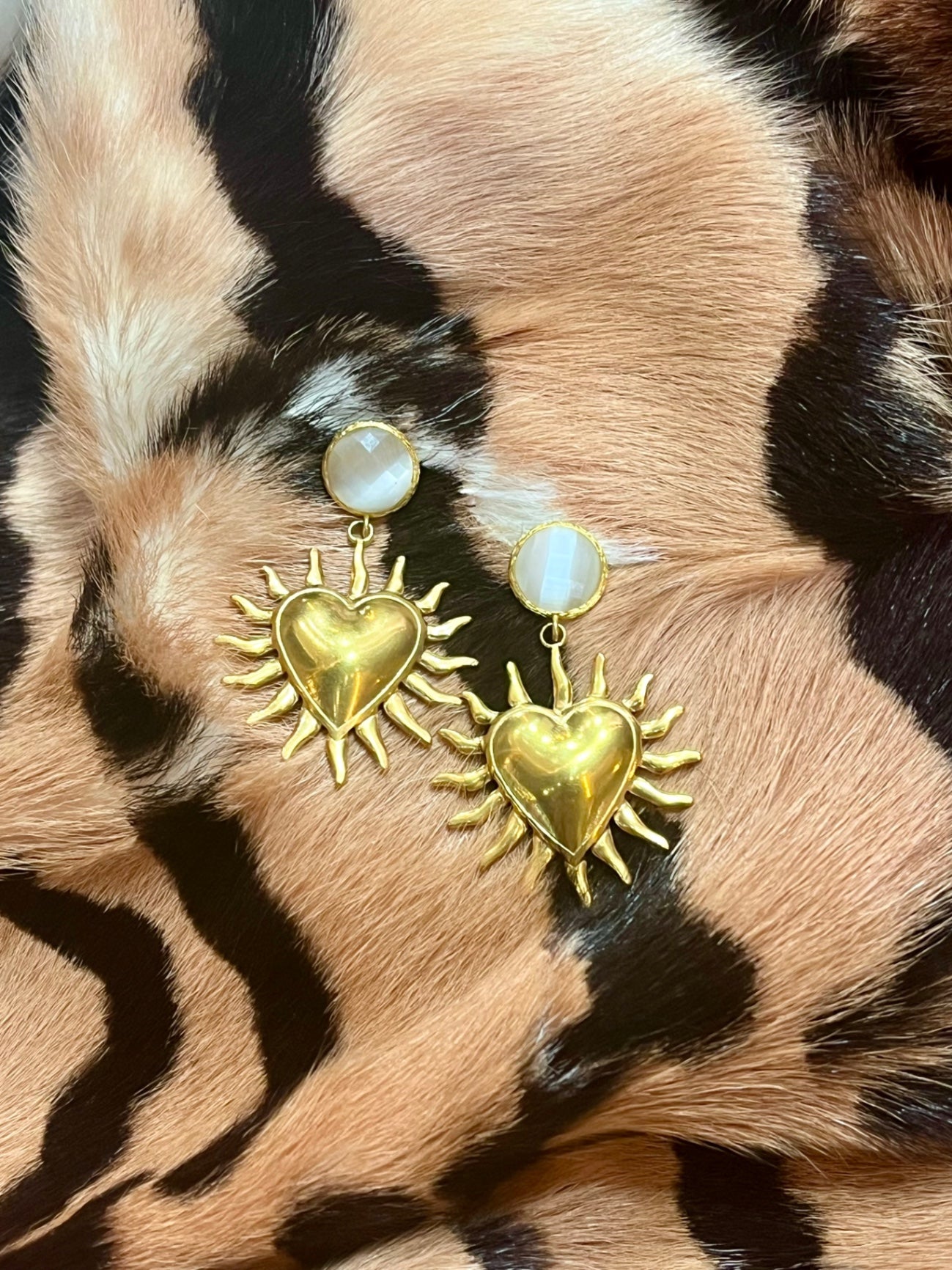 White Quartz Heart Earrings