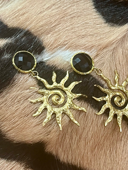Obsidian Sun Earrings