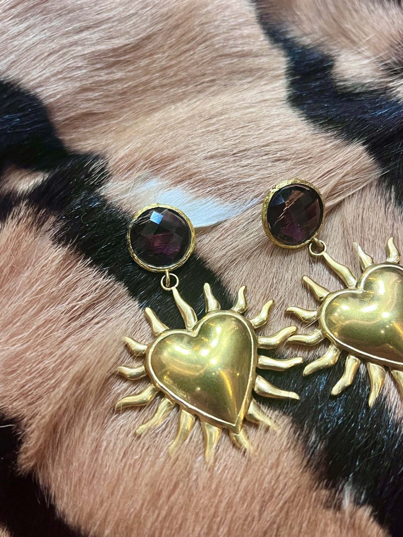 Amethyst Heart Earrings