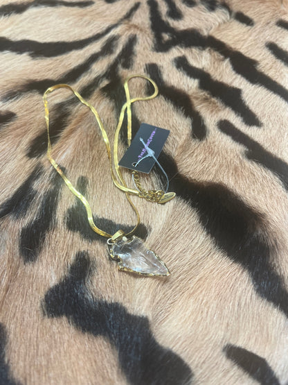 Raw Clear Quartz shield necklace
