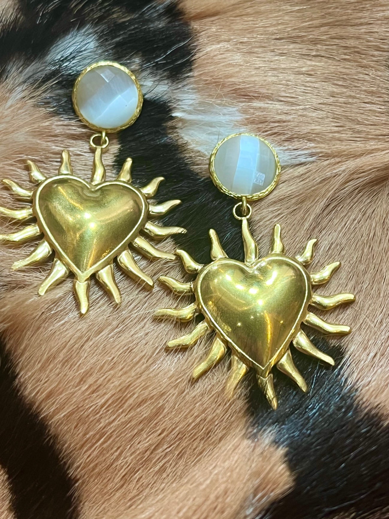 White Quartz Heart Earrings