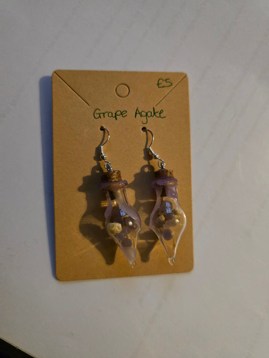 Grape agate jar earrings 