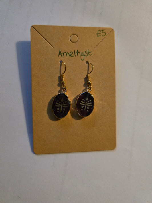 Amethyst dragonfly earrings 