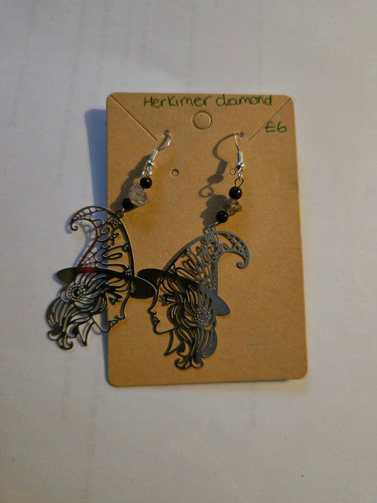 Herkimer diamond witch earrings 