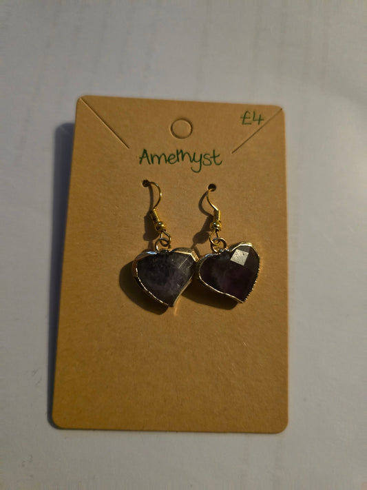 Amethyst heart earrings 