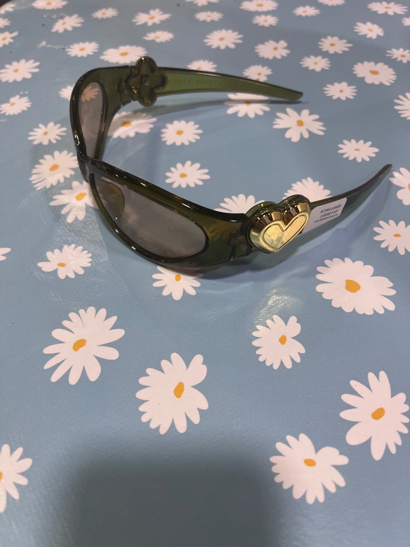Y2K Love Heart Sunnies Green
