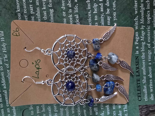 Lapis dream catcher earrings 