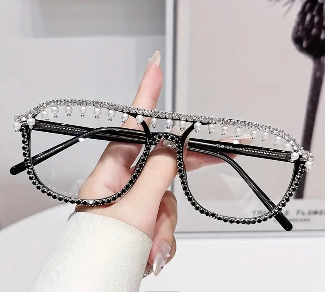 Jewel Aviator Anti-blue Light Glasses Black