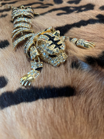 Tiger Crystal Brooch Gold