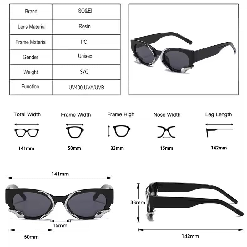 Snake Sunglasses Silver Black