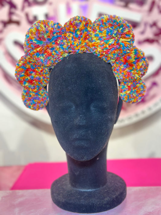 Rainbow extra large Pom headband 
