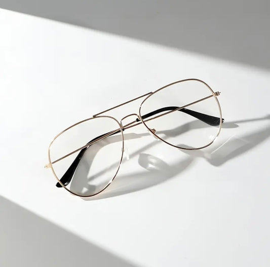 Aviator Thin Gold Anti Blue Light Glasses