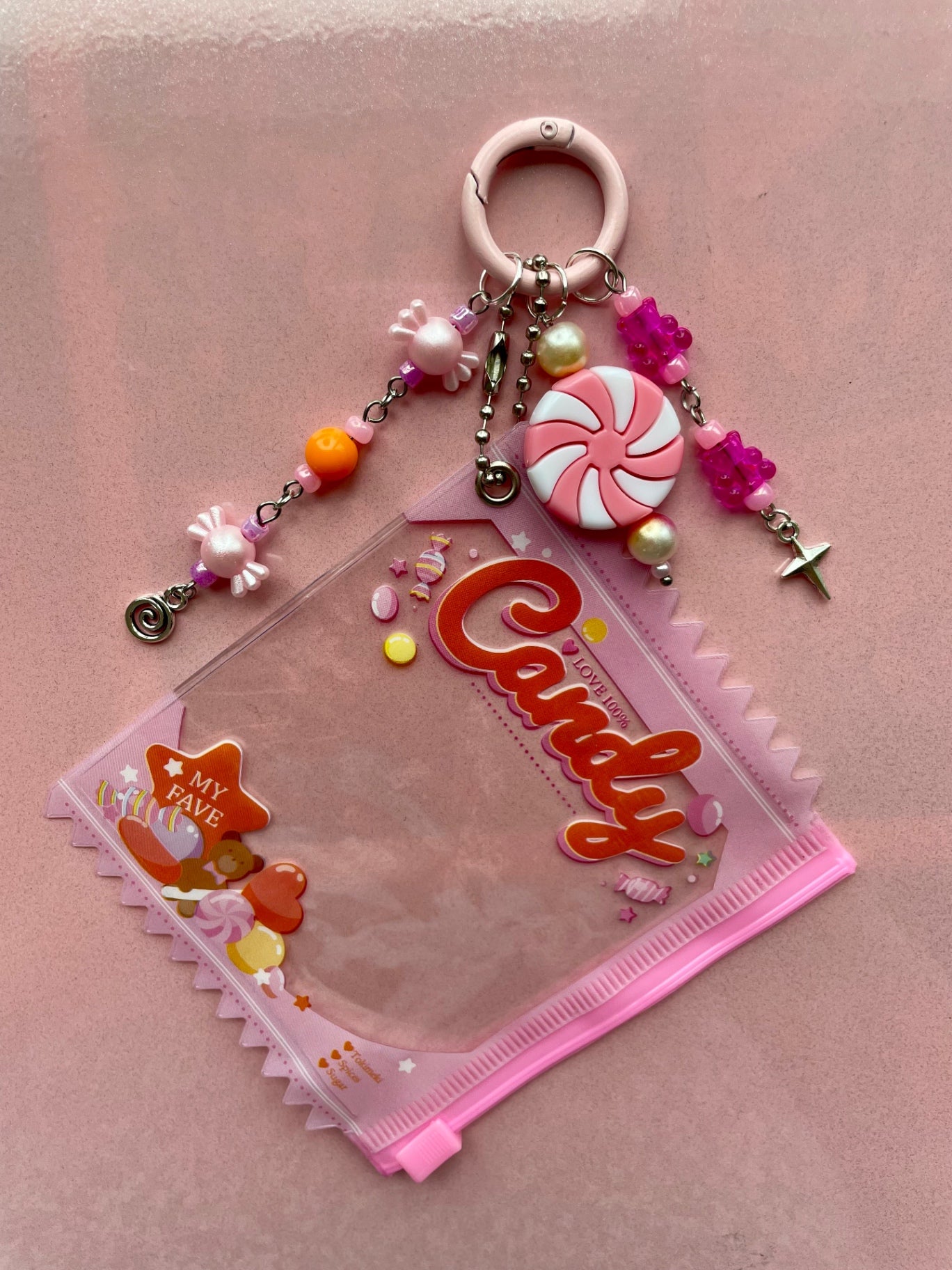 Pink Trinket Pouch Keychain