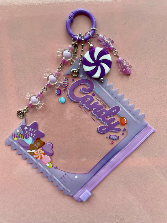 Purple Trinket Pouch Keychain