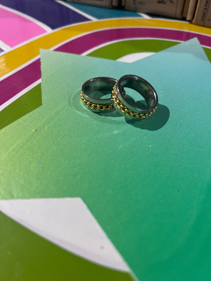 Anti Anxiety Silver Gold Chain Ring S7