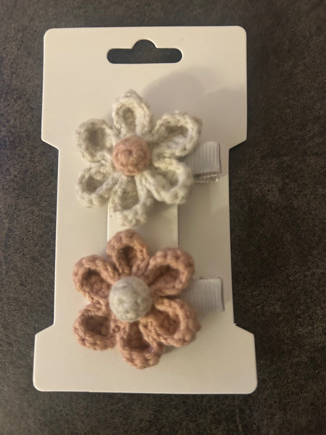Handmade Two Crochet Flower Hairclips