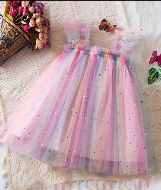 Rainbow Winged Dress 4 Years