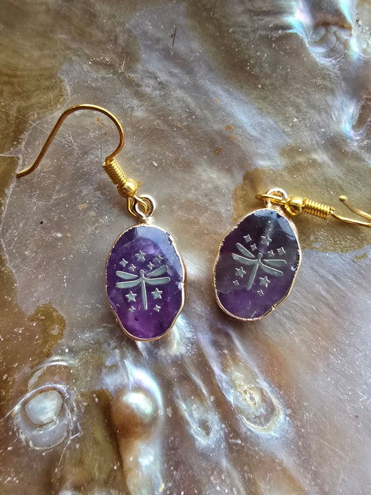 Amethyst dragonfly earrings 