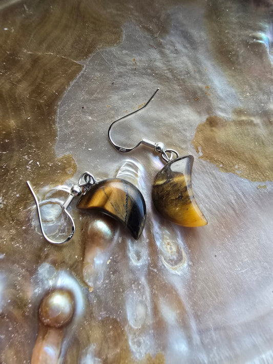 Tigers eye moon earrings 