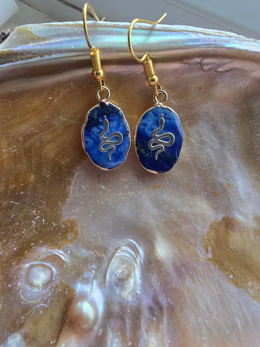 Lapis snake earrings 