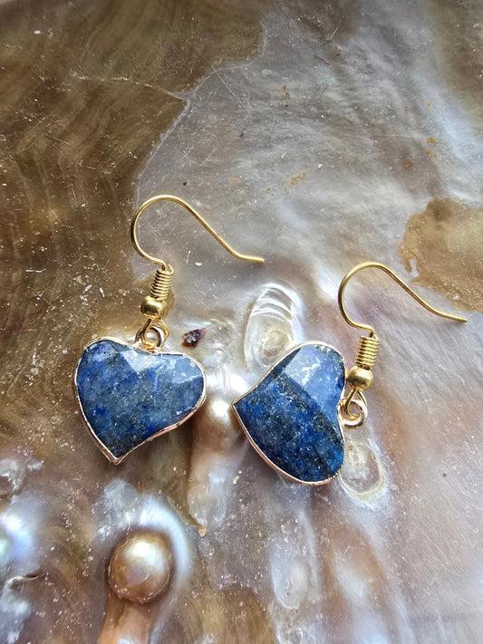 Lapis heart earrings 