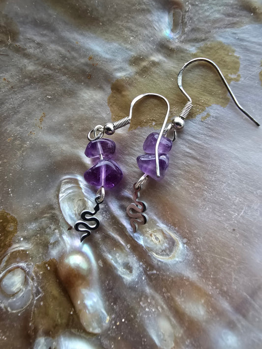 Amethyst snake earrings 