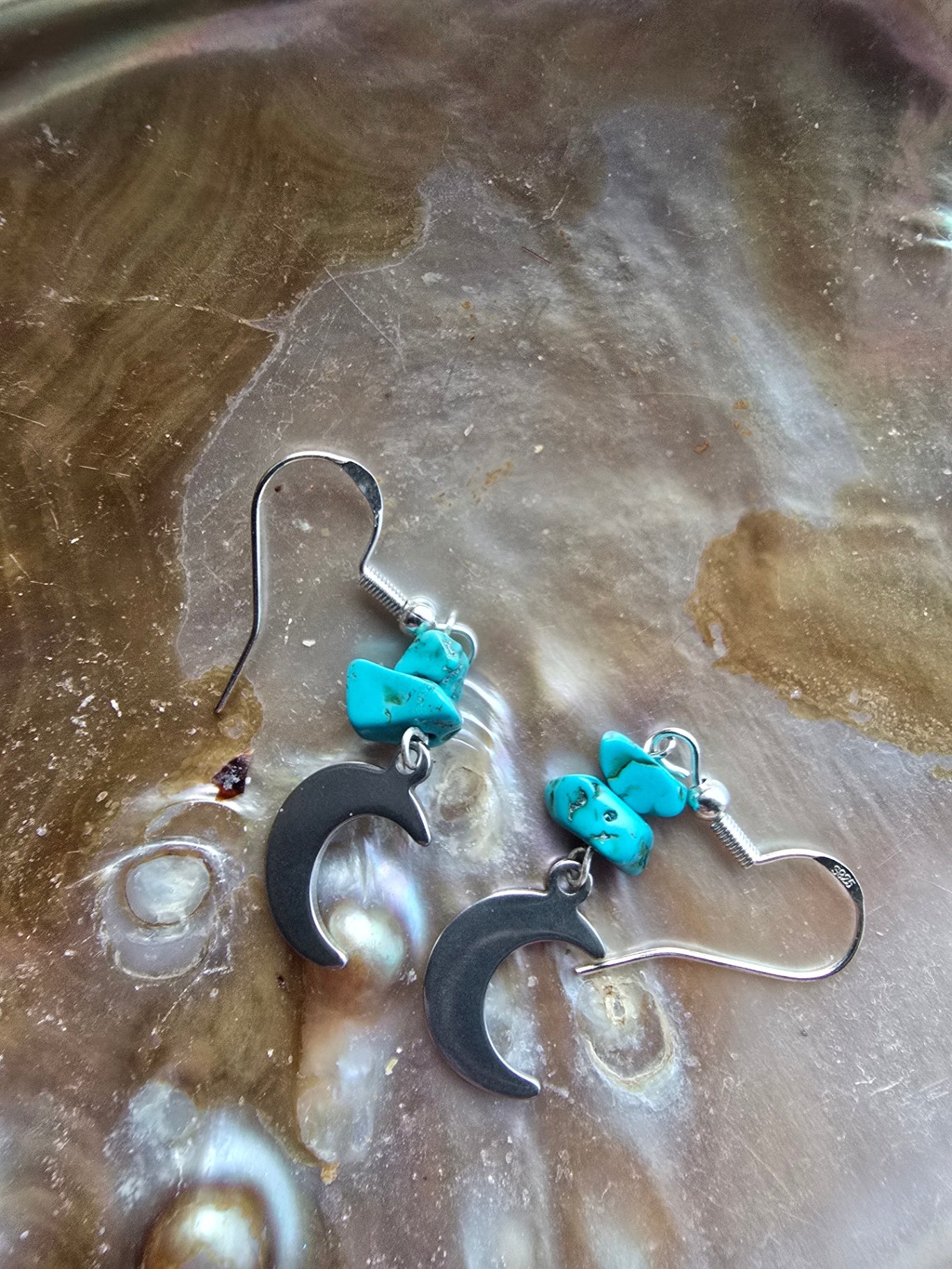 Dyed howlite moon earrings 