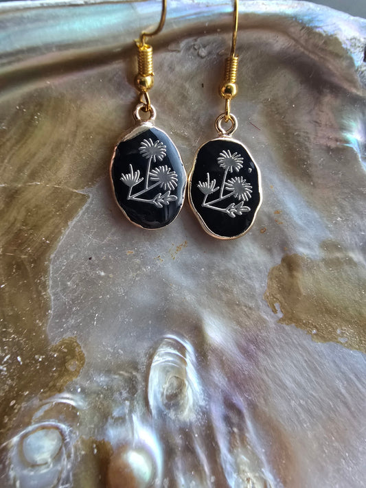 Obsidian flower earrings 