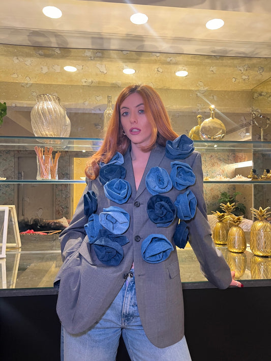 Denim Rose Blazer 