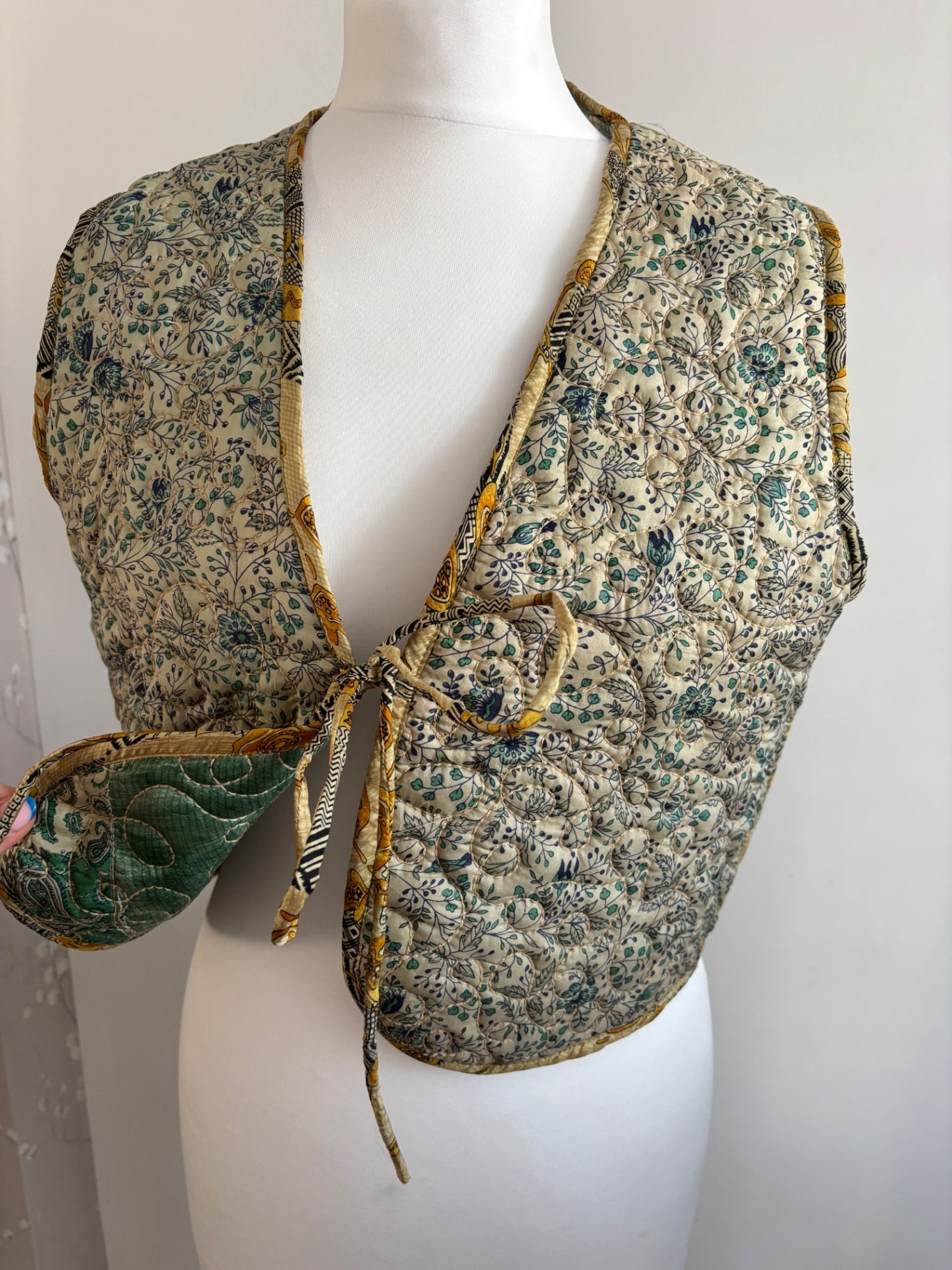 Reversible silk waistcoat made from Vintage Sari