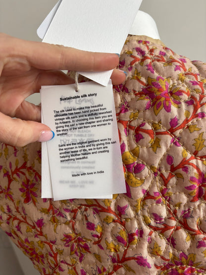 Reversible silk waistcoat handmade from Vintage Indian Sari