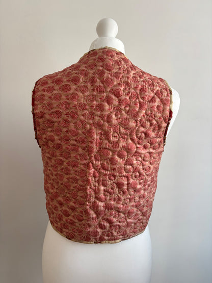 Reversible silk waistcoat handmade from Vintage Indian Sari
