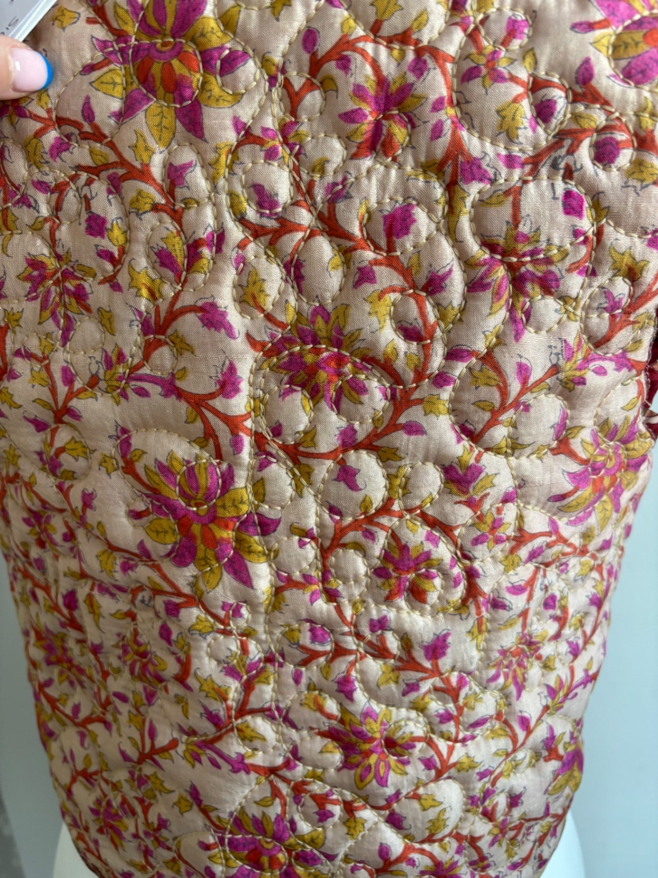 Reversible silk waistcoat handmade from Vintage Indian Sari
