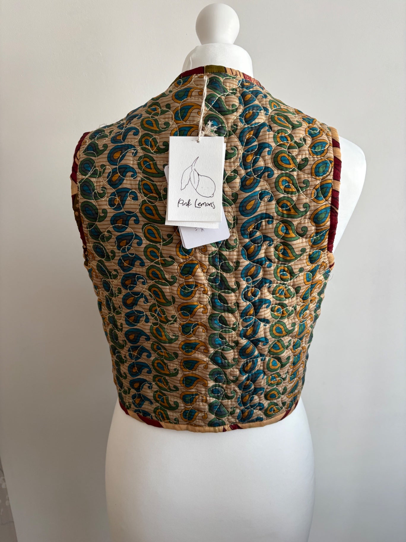 Reversible silk waistcoat made from Vintage Indian Sari