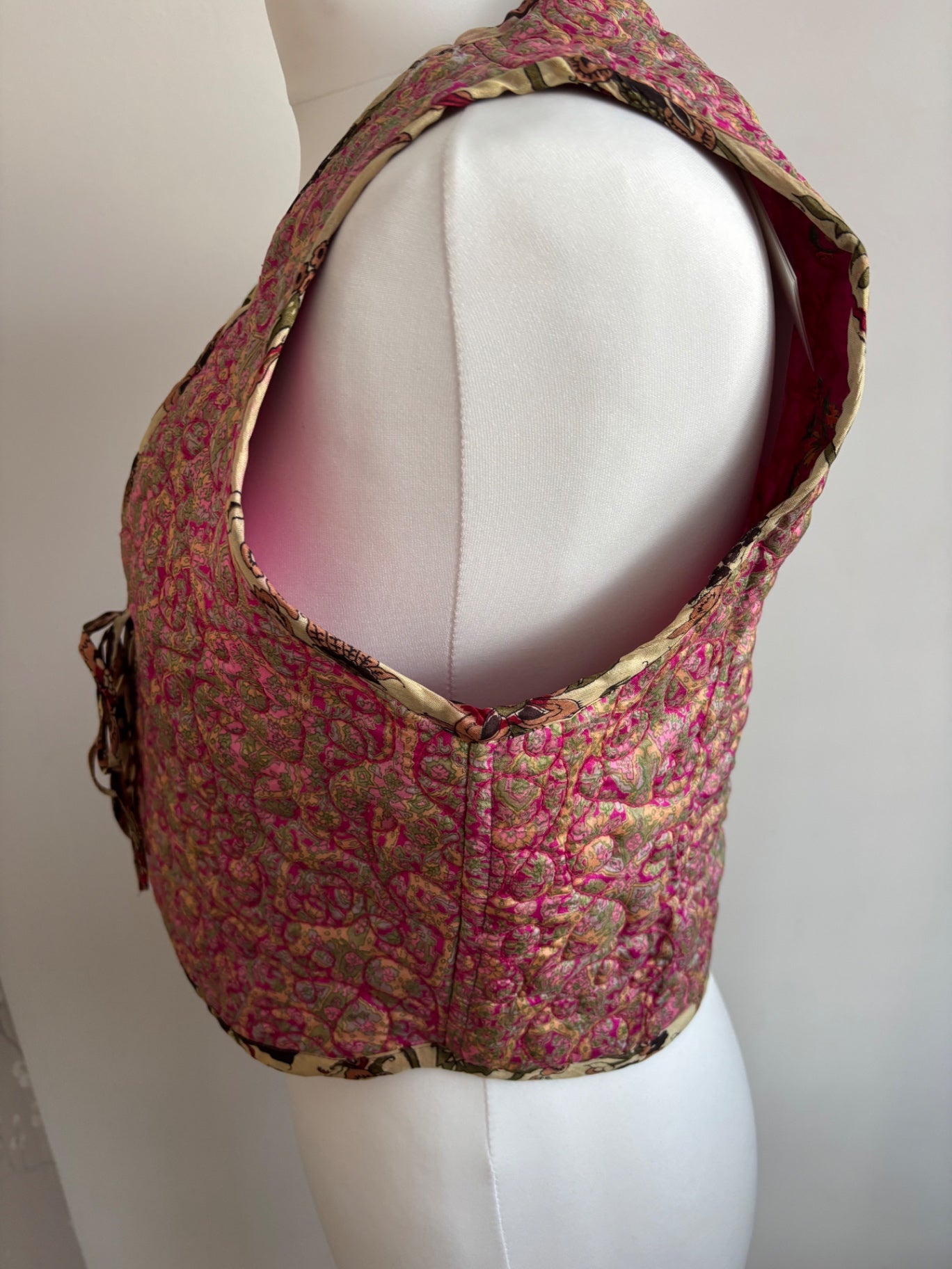 Reversible silk waistcoat made from Vintage Indian Sari