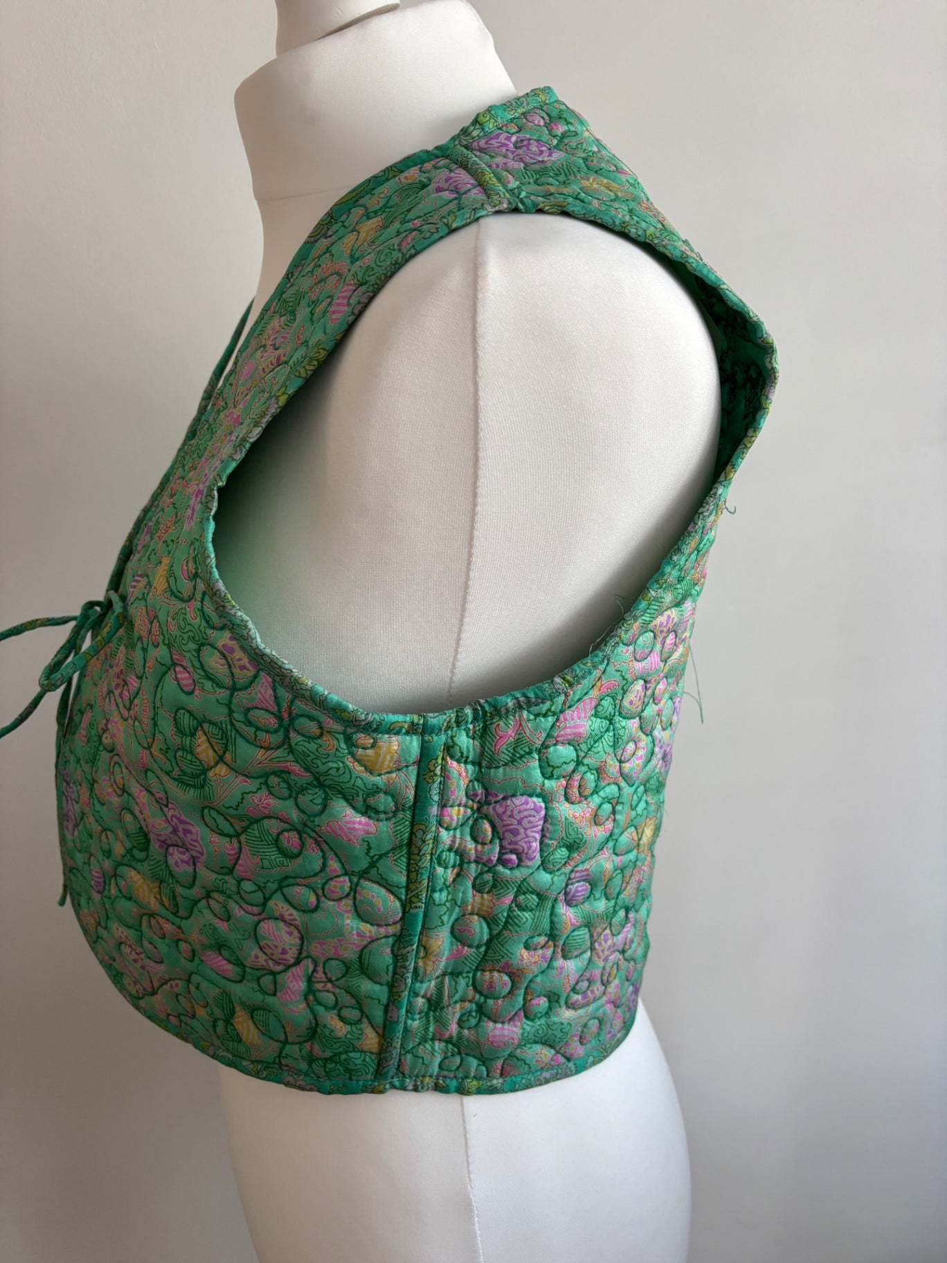 Reversible silk waistcoat handmade from Vintage Indian Sari