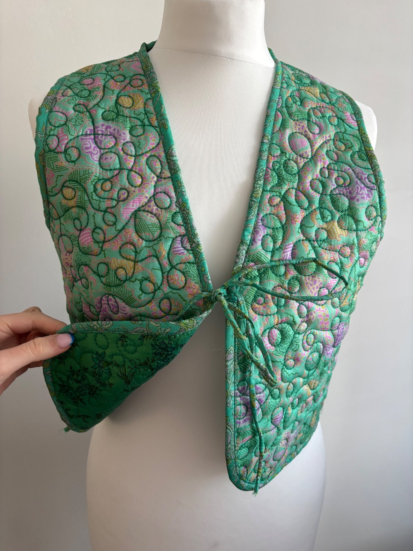 Reversible silk waistcoat handmade from Vintage Indian Sari