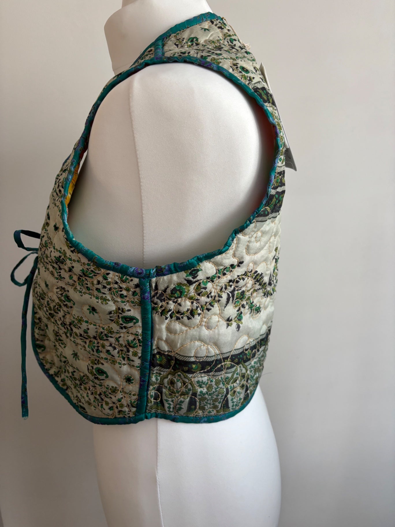 Silk reversible waistcoat made from Vintage Indian Sari