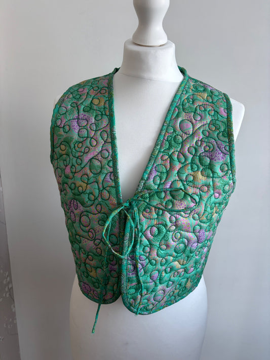 Reversible silk waistcoat handmade from Vintage Indian Sari