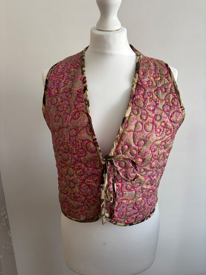 Reversible silk waistcoat made from Vintage Indian Sari