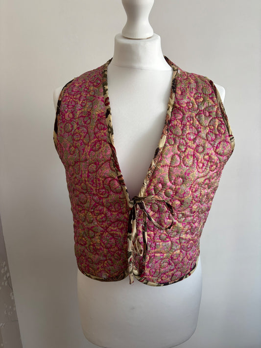 Reversible silk waistcoat made from Vintage Indian Sari
