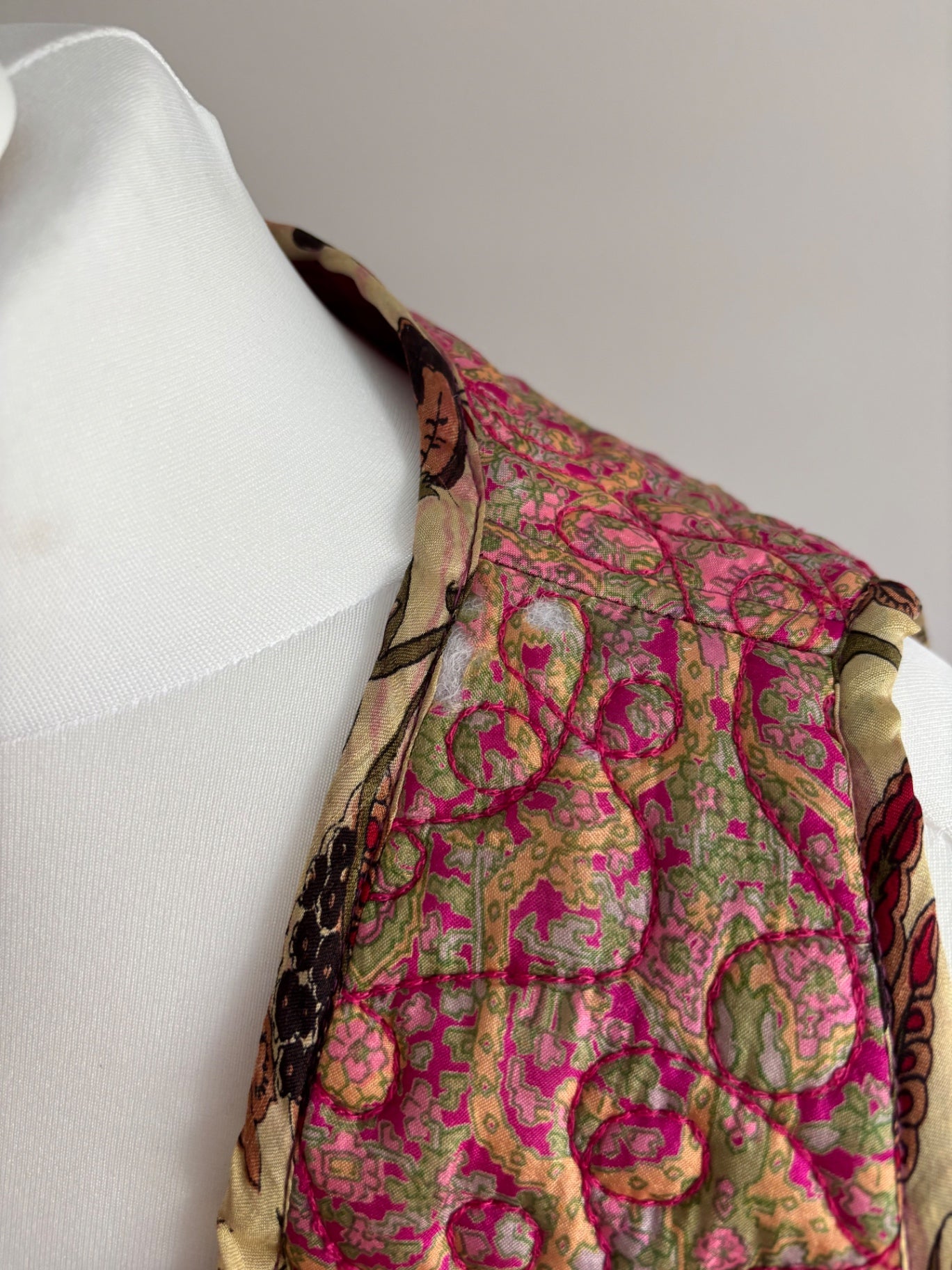 Reversible silk waistcoat made from Vintage Indian Sari