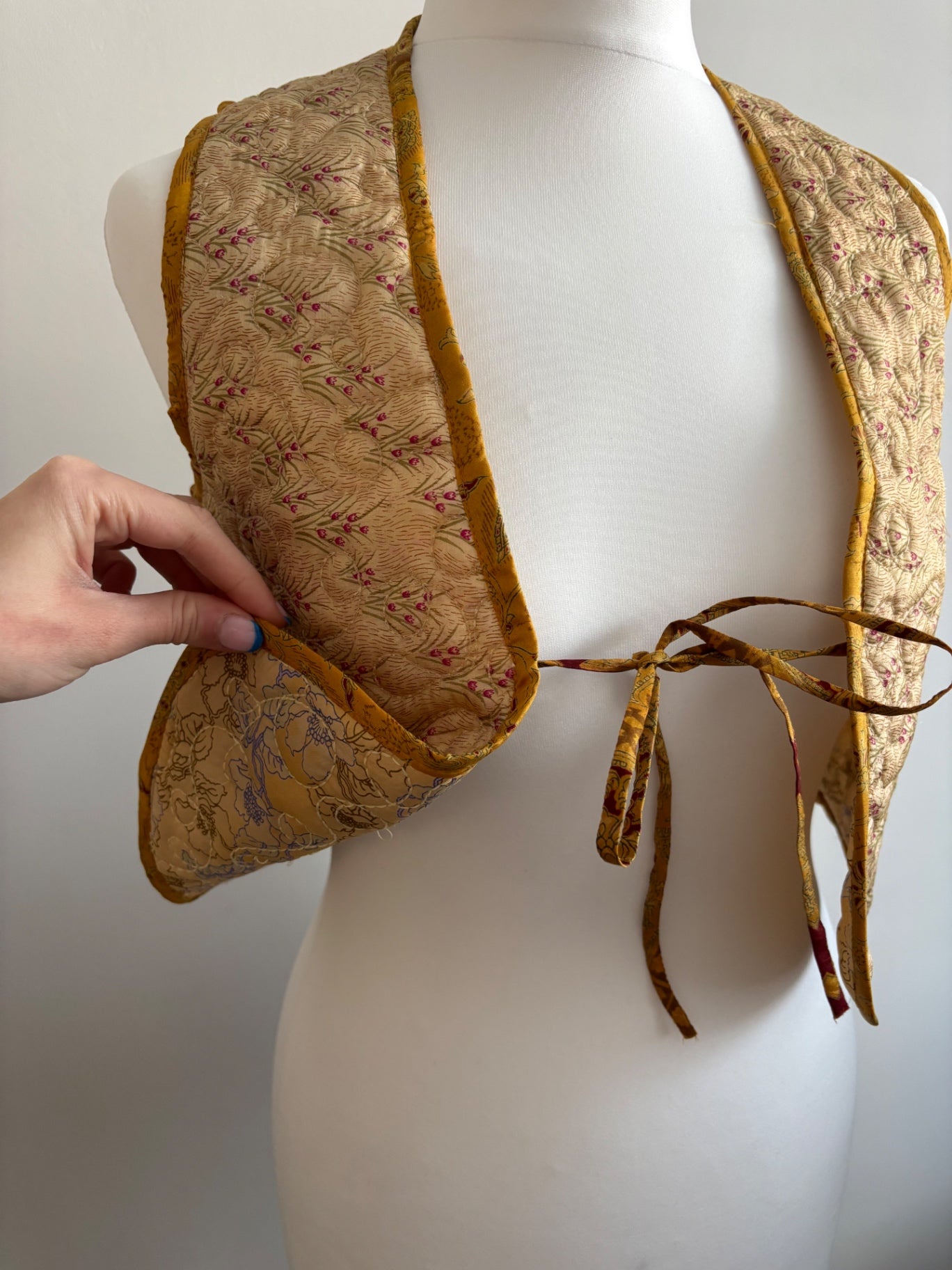 Reversible silk waistcoat handmade from Vintage Indian Sari