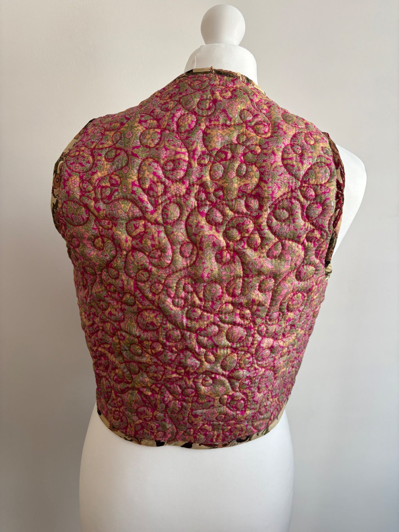 Reversible silk waistcoat made from Vintage Indian Sari