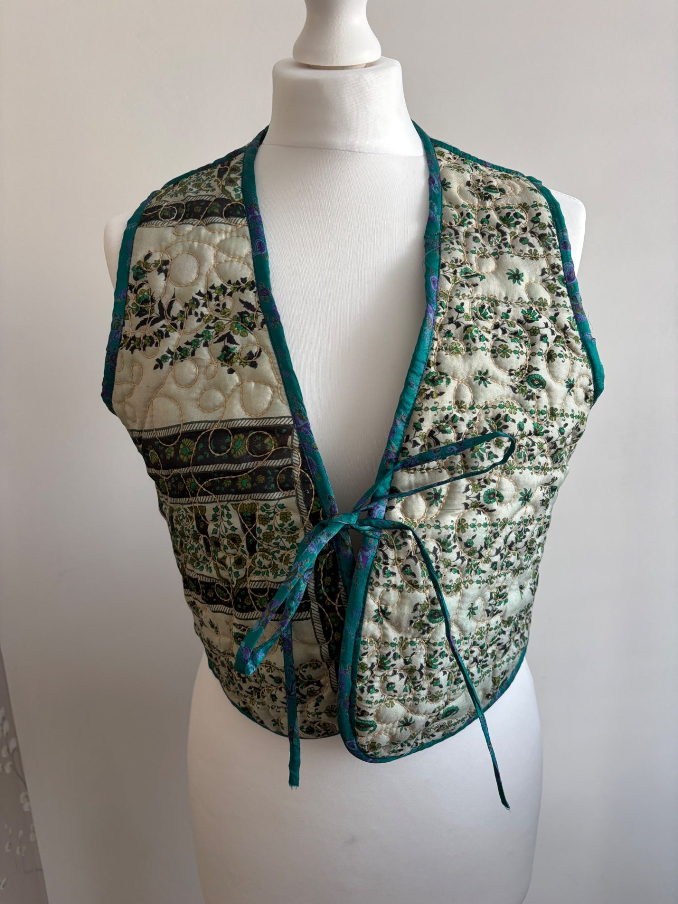 Silk reversible waistcoat made from Vintage Indian Sari