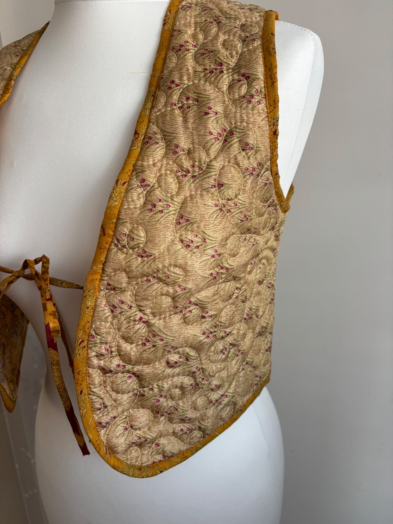 Reversible silk waistcoat handmade from Vintage Indian Sari