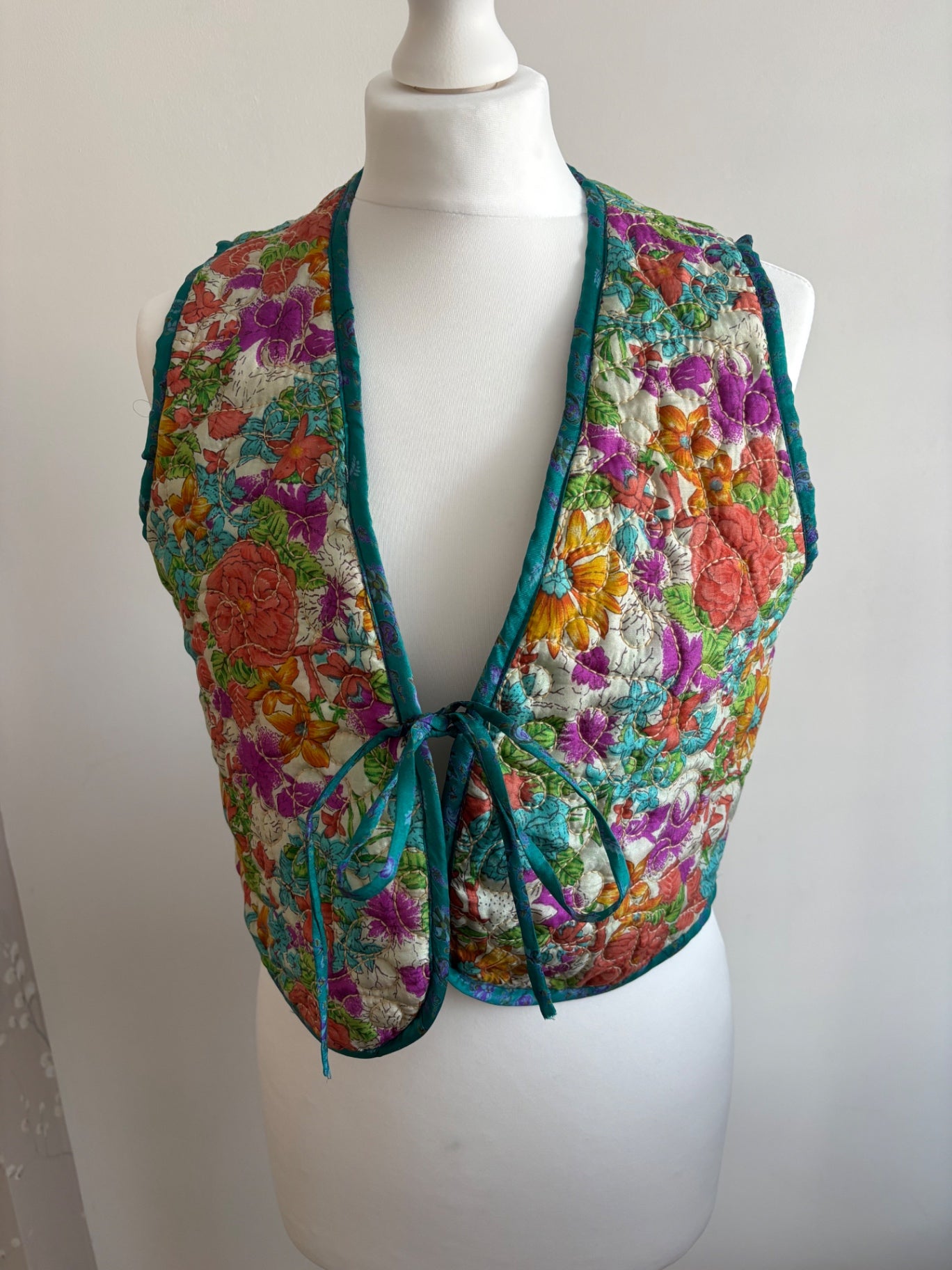 Silk reversible waistcoat made from Vintage Indian Sari